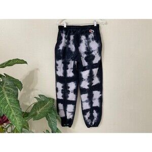 Melody Ehsani Women's M Heavy Fleece Sweatpant in Tie dye black/white drawstring